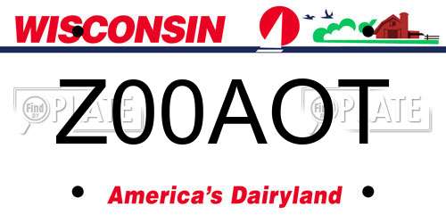 Z00AOT Wisconsin License Plate