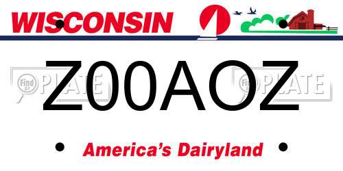 Z00AOZ Wisconsin License Plate