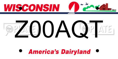 Z00AQT Wisconsin License Plate