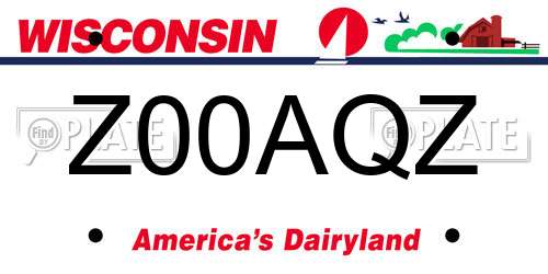 Z00AQZ Wisconsin License Plate