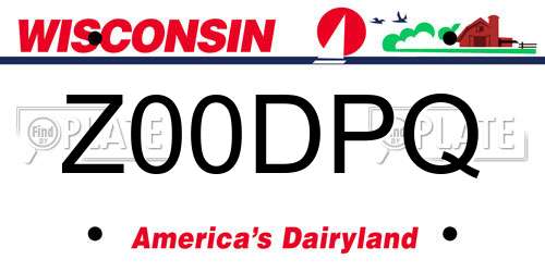 Z00DPQ Wisconsin License Plate