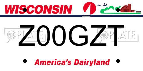 Z00GZT Wisconsin License Plate