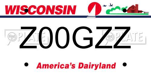 Z00GZZ Wisconsin License Plate