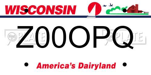 Z00OPQ Wisconsin License Plate