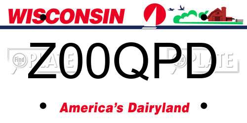 Z00QPD Wisconsin License Plate