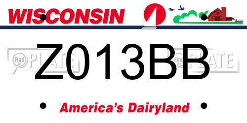 Z013BB Wisconsin License Plate