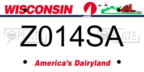 Z014SA Wisconsin License Plate