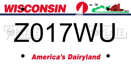 Z017WU Wisconsin License Plate