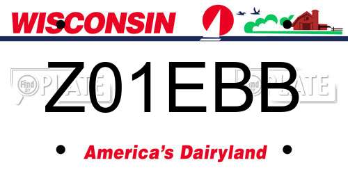 Z01EBB Wisconsin License Plate