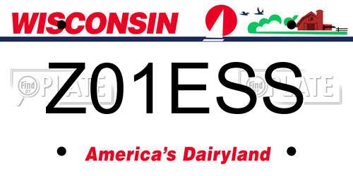 Z01ESS Wisconsin License Plate
