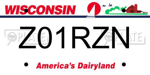 Z01RZN Wisconsin License Plate