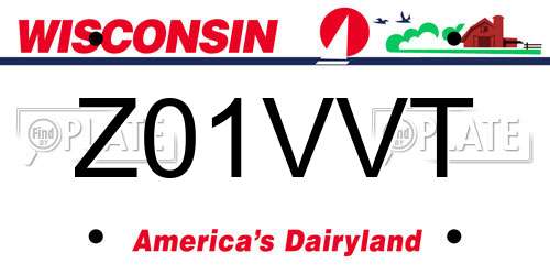 Z01VVT Wisconsin License Plate