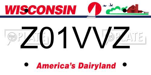 Z01VVZ Wisconsin License Plate
