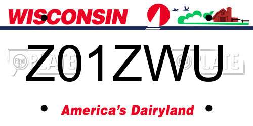 Z01ZWU Wisconsin License Plate