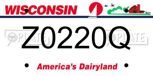 Z0220Q Wisconsin License Plate