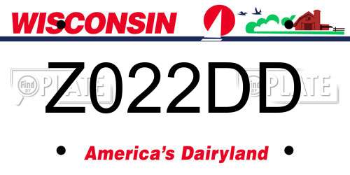 Z022DD Wisconsin License Plate