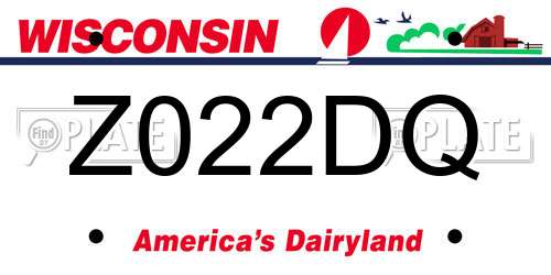 Z022DQ Wisconsin License Plate