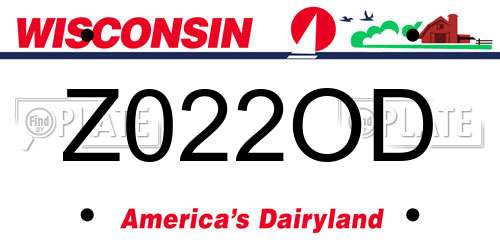 Z022OD Wisconsin License Plate