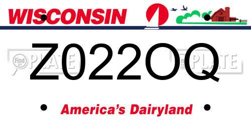 Z022OQ Wisconsin License Plate