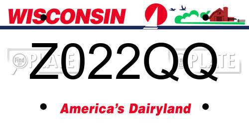 Z022QQ Wisconsin License Plate