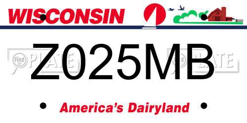 Z025MB Wisconsin License Plate