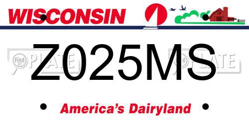 Z025MS Wisconsin License Plate