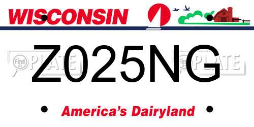 Z025NG Wisconsin License Plate