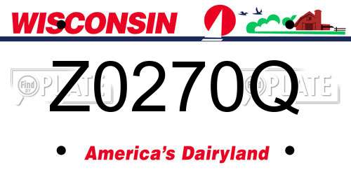 Z0270Q Wisconsin License Plate