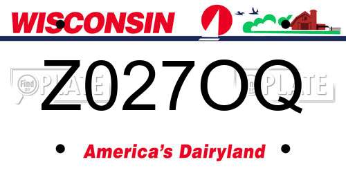 Z027OQ Wisconsin License Plate