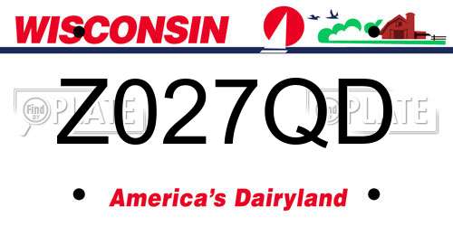 Z027QD Wisconsin License Plate