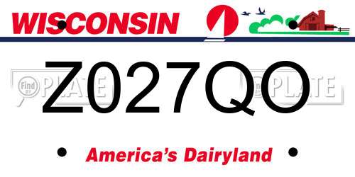 Z027QO Wisconsin License Plate