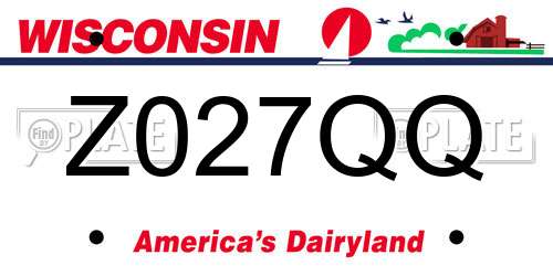 Z027QQ Wisconsin License Plate