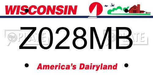 Z028MB Wisconsin License Plate