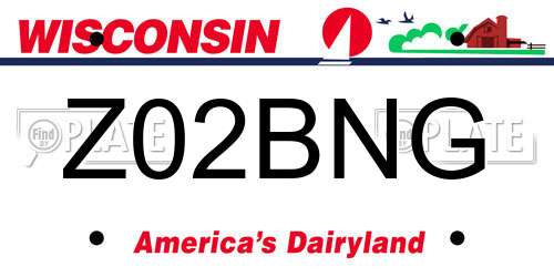 Z02BNG Wisconsin License Plate