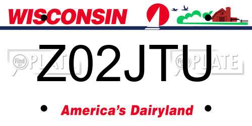 Z02JTU Wisconsin License Plate
