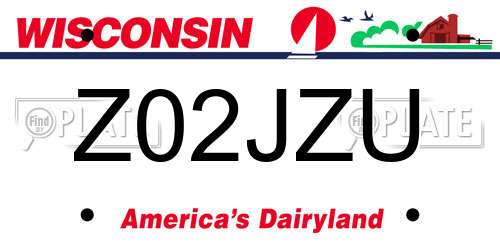 Z02JZU Wisconsin License Plate