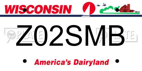 Z02SMB Wisconsin License Plate