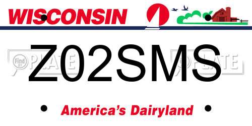 Z02SMS Wisconsin License Plate