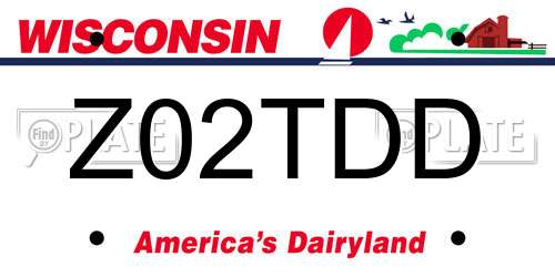 Z02TDD Wisconsin License Plate