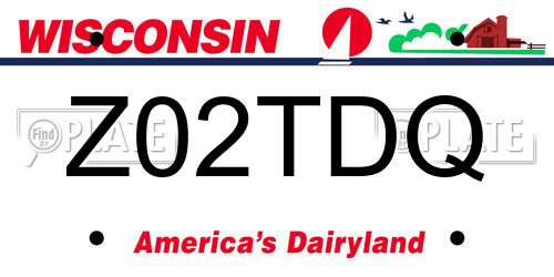 Z02TDQ Wisconsin License Plate