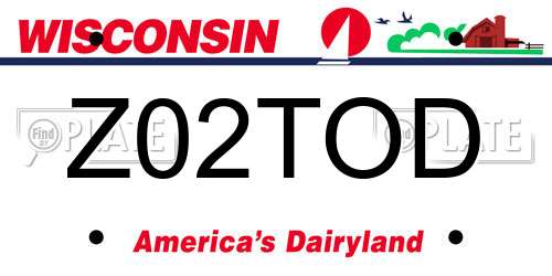 Z02TOD Wisconsin License Plate