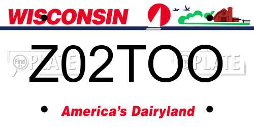 Z02TOO Wisconsin License Plate