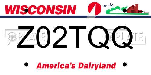 Z02TQQ Wisconsin License Plate