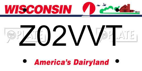 Z02VVT Wisconsin License Plate