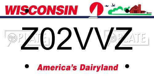 Z02VVZ Wisconsin License Plate