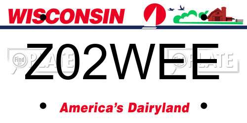 Z02WEE Wisconsin License Plate