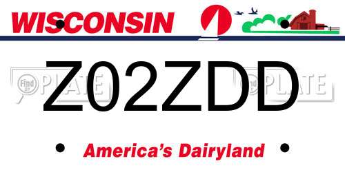 Z02ZDD Wisconsin License Plate