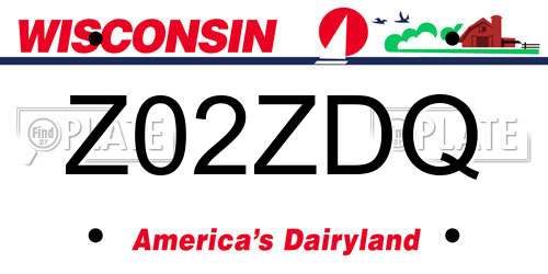 Z02ZDQ Wisconsin License Plate