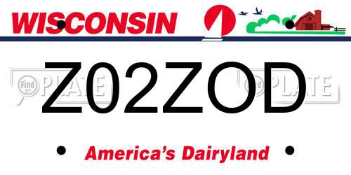 Z02ZOD Wisconsin License Plate