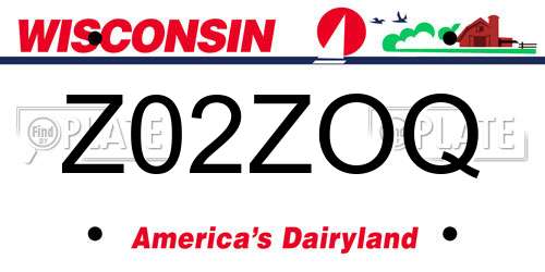 Z02ZOQ Wisconsin License Plate